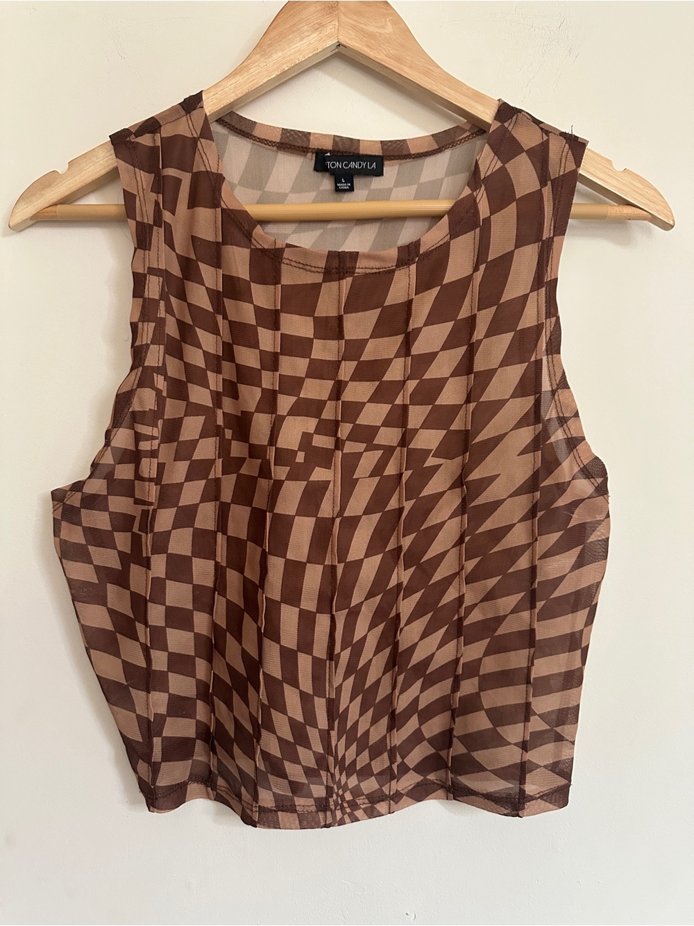 Cotton Candy LA Sheer Checkered Sleeveless Top